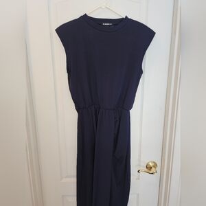 Sheilay Dark Blue Dress Ruched Dress & Slit NWT Size M
